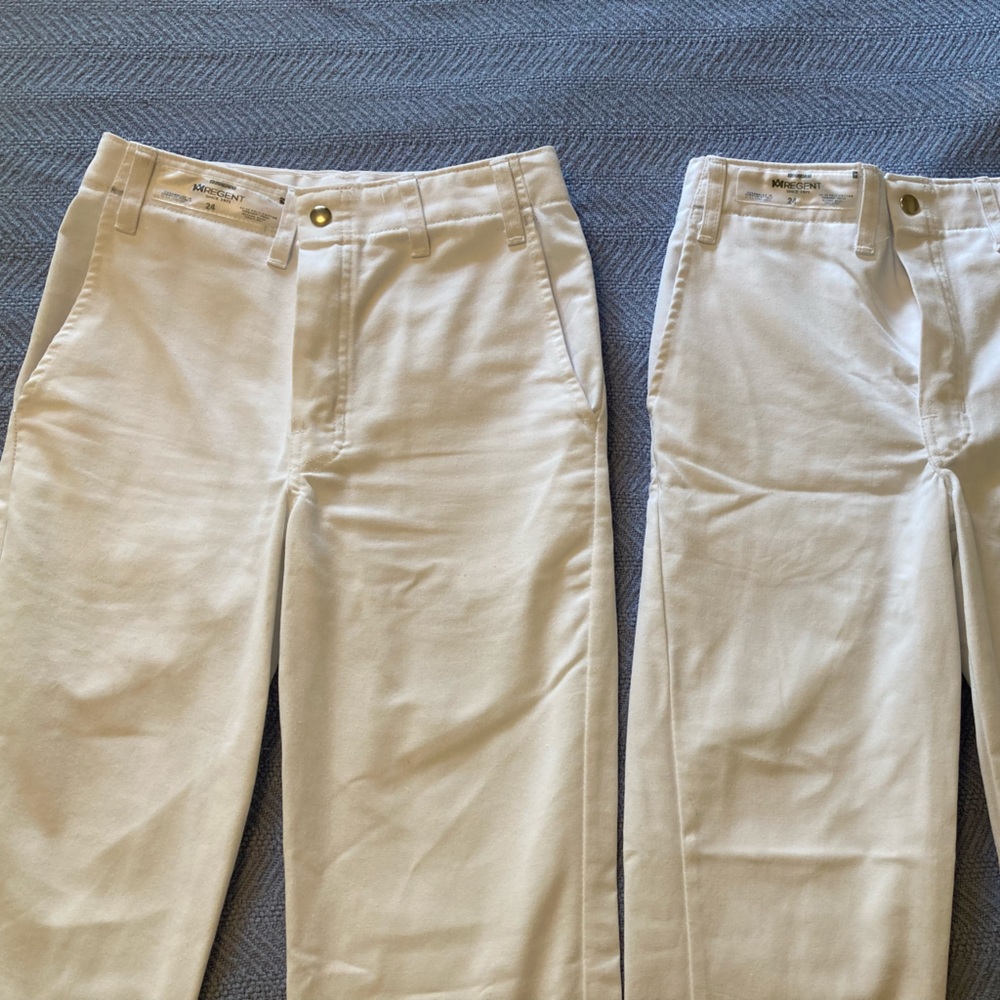 Set of two white Regent work pants. Size 24.
